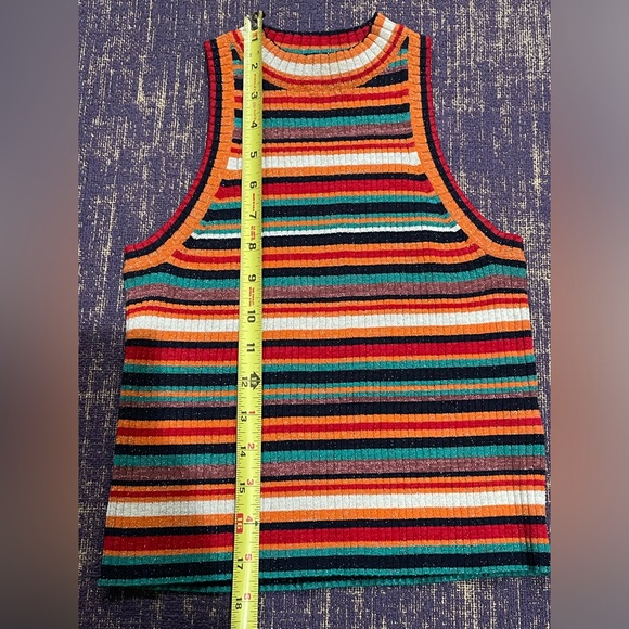 Zara Knit - high neck striped shiny crop top - Picture 4 of 6